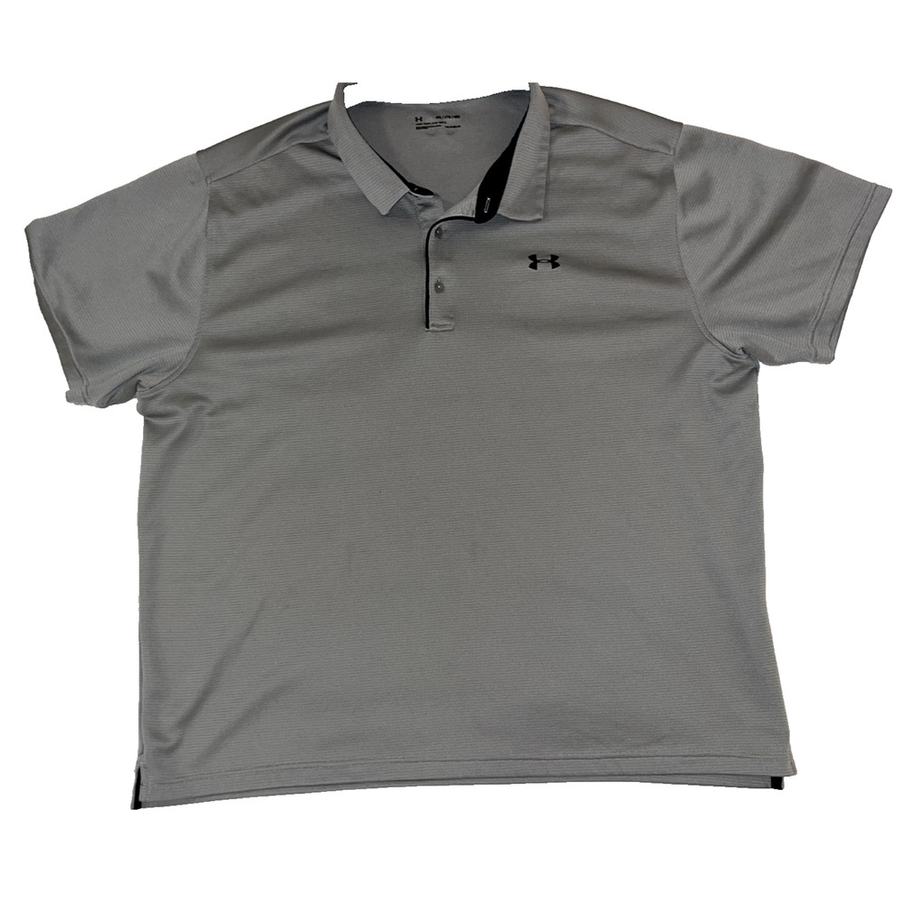 Under Armour Men's Golf Polo 4XL Gray Short Sleeve Loose Heatgear XXXXL